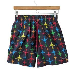 Limo Land Airplane Pattern Swim Trunks Mens Medium Colorful Board Shorts RARE